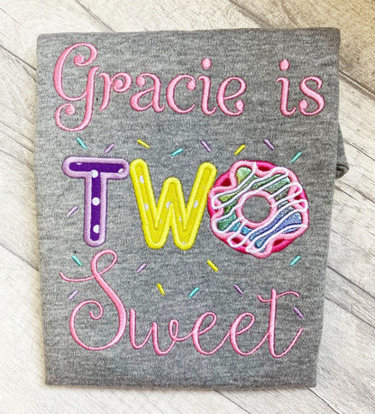 2nd Birthday Two Sweet Embroidered Donut Top