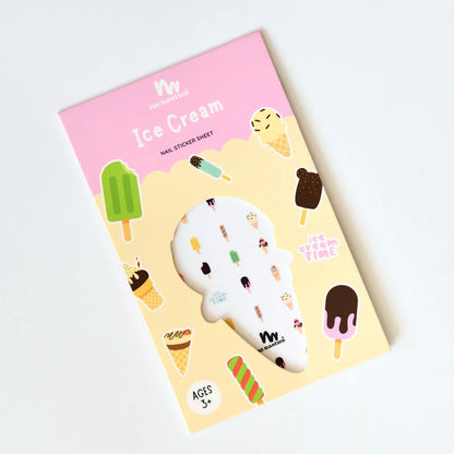 an ice cream sticker on a white surface