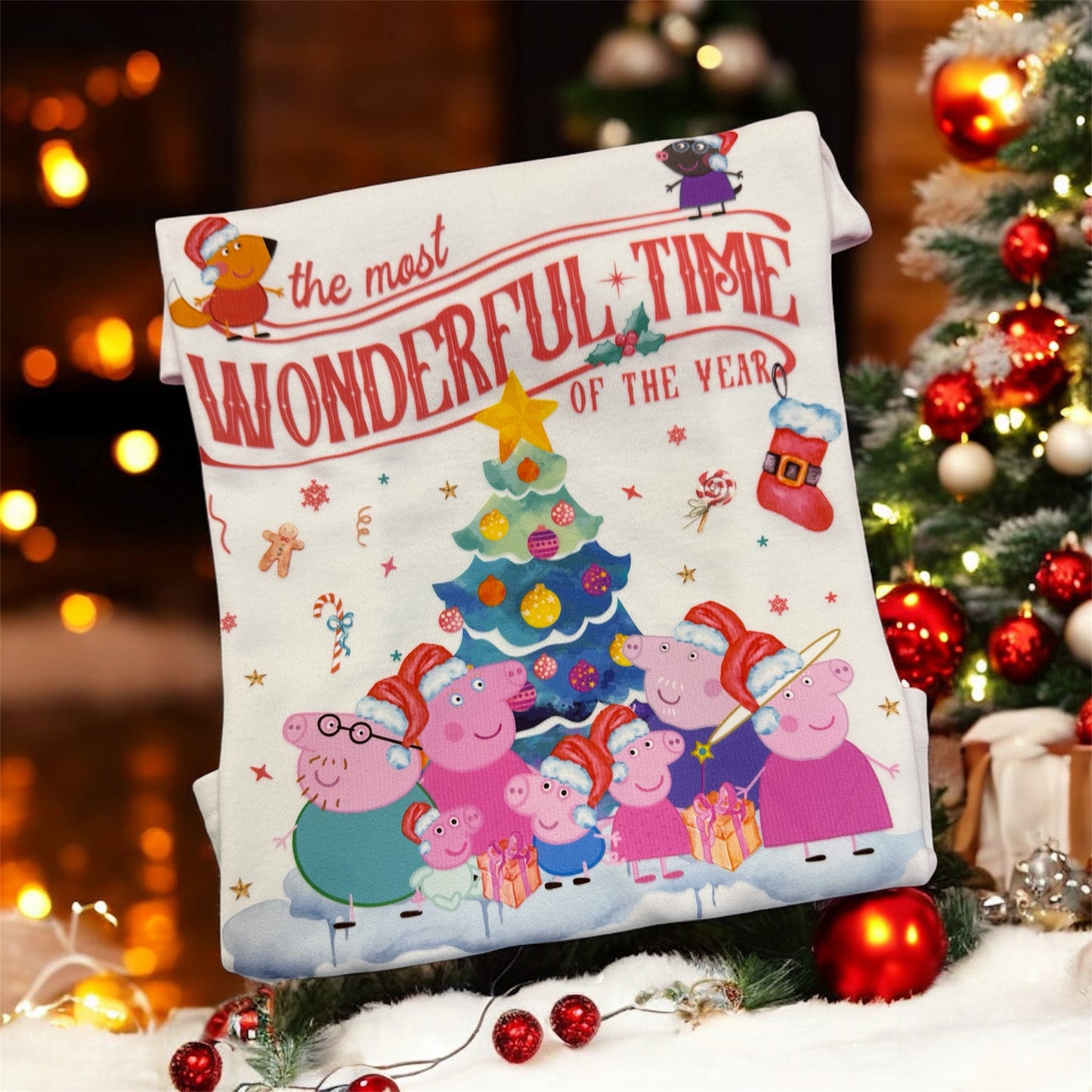 Pink Pepa Pig Printed Christmas Family T-Shirt / Jumper