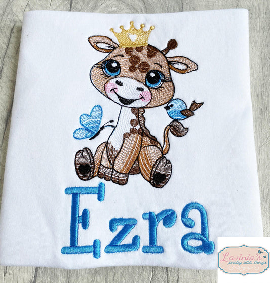 Baby Giraffe Embroidered T-Shirt