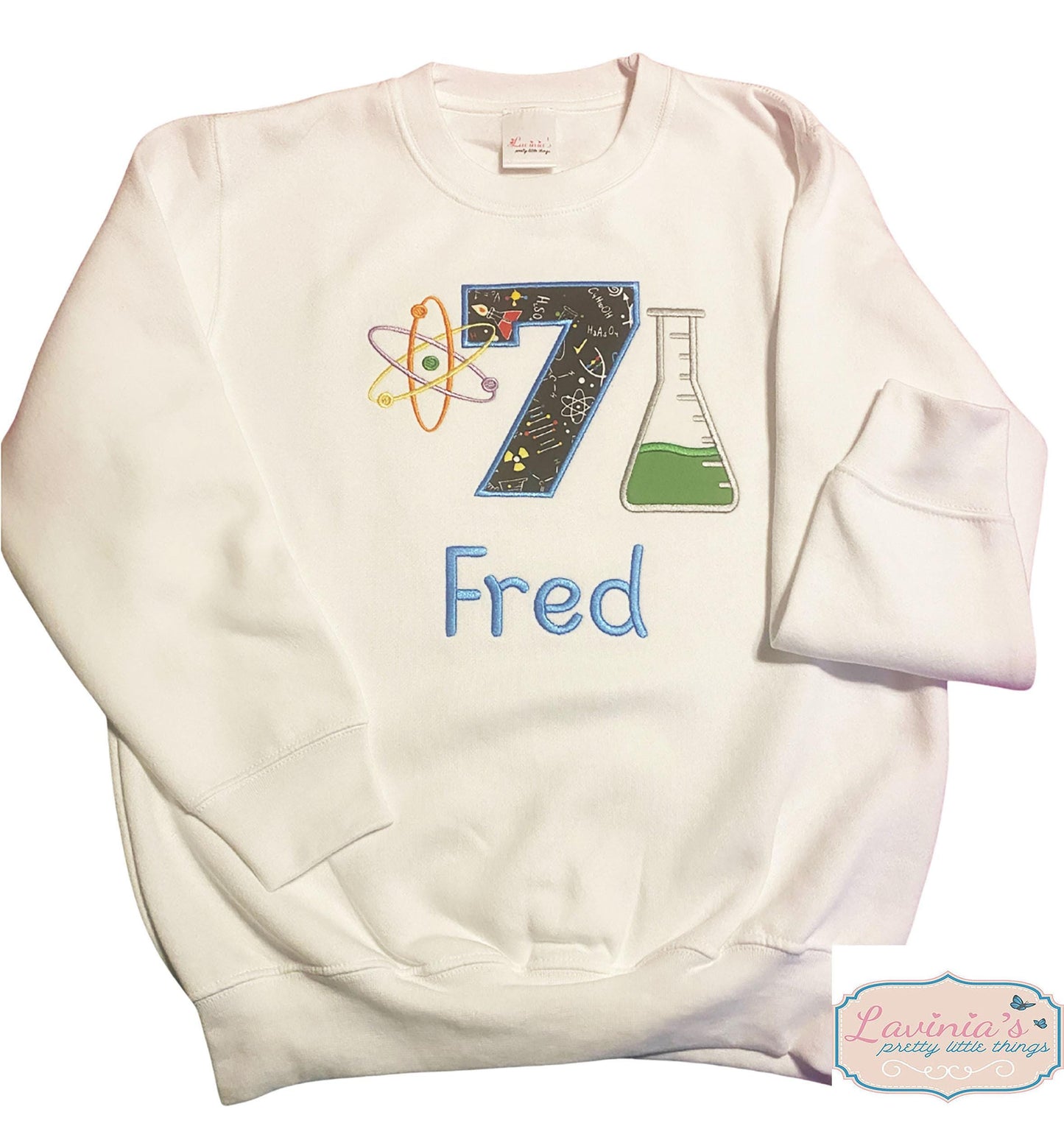 Science Embroidered Birthday T-Shirt Chemistry Atom