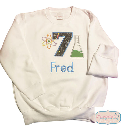 Science Embroidered Birthday T-Shirt Chemistry Atom