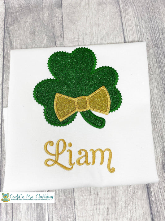 St Patricks Day Shamrock Embroidered T-Shirt