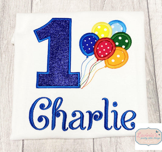 Balloon Glitter Number Embroidered Top
