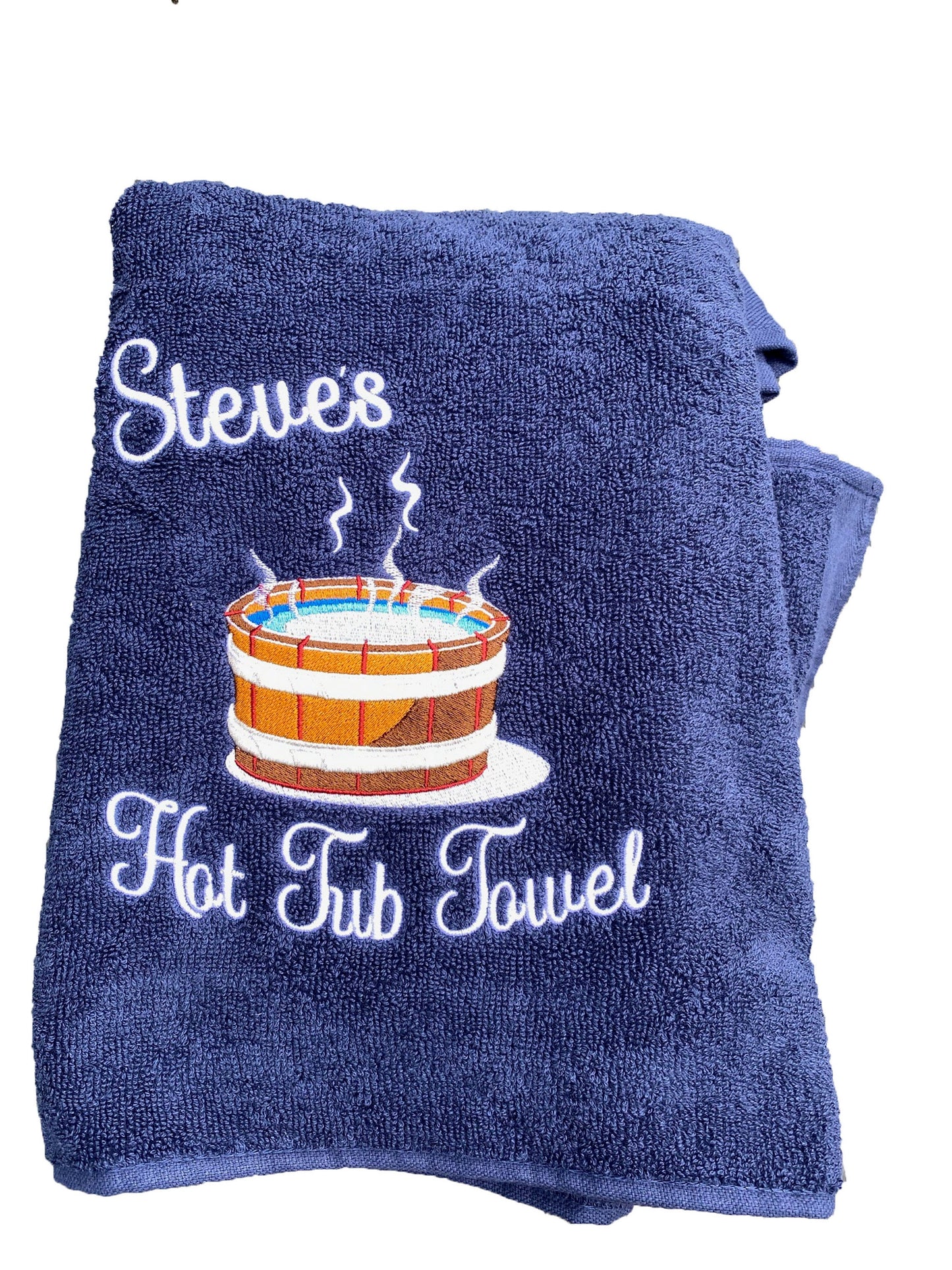 Personalised Hot Tub Towel, Embroidered Hot Tub Design