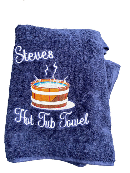 Personalised Hot Tub Towel, Embroidered Hot Tub Design