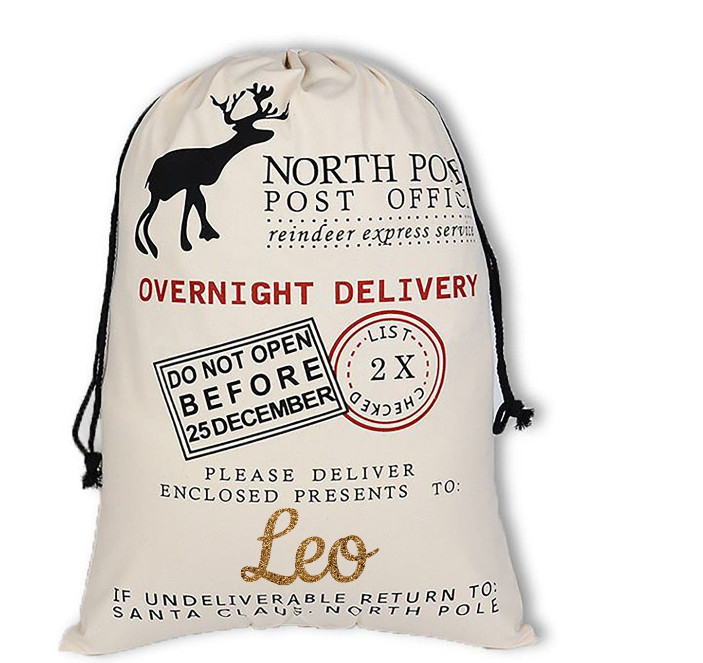 Personalised reindeer sack