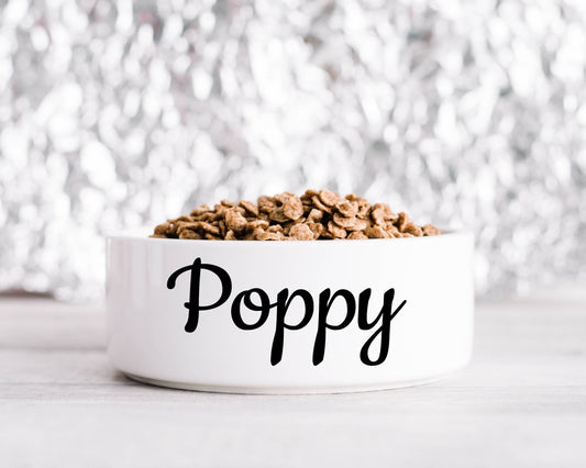 Personalised White Large Dog Bowl / Quite Quirky Floof Bowl For Your Pet / Cat Bowl / Rabbit Bowl