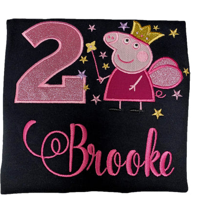 Pink Pepa Pig Embroidered with Glitter Number Top
