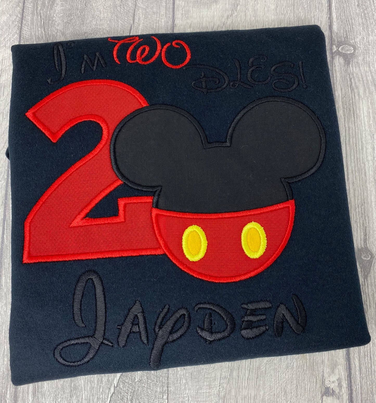 Mouse 2nd Birthday T-Shirt, Boys Im Twodles Top - Embroidered
