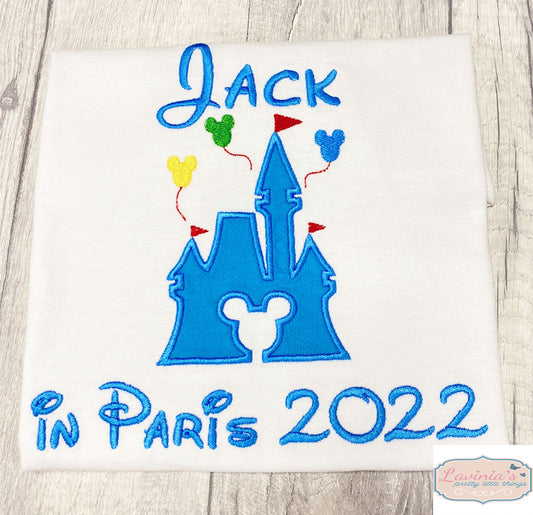 Boys Mouse Embroidered Castle Holiday Top