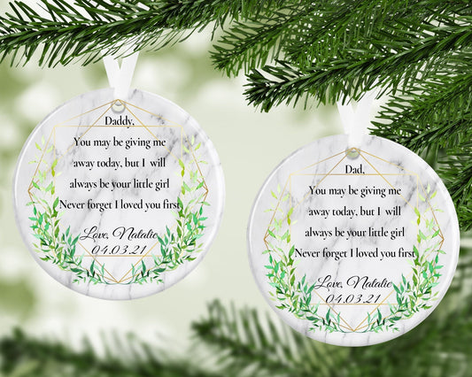 Personalised Dad Wedding Message Bauble / Wedding Decoration