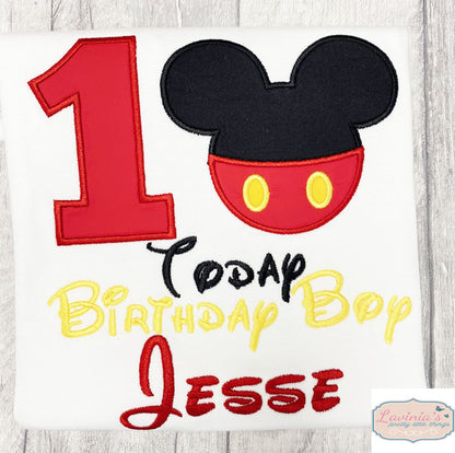 Embroidered Mouse 1st Birthday Top