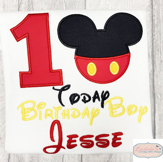 Embroidered Mouse 1st Birthday Top
