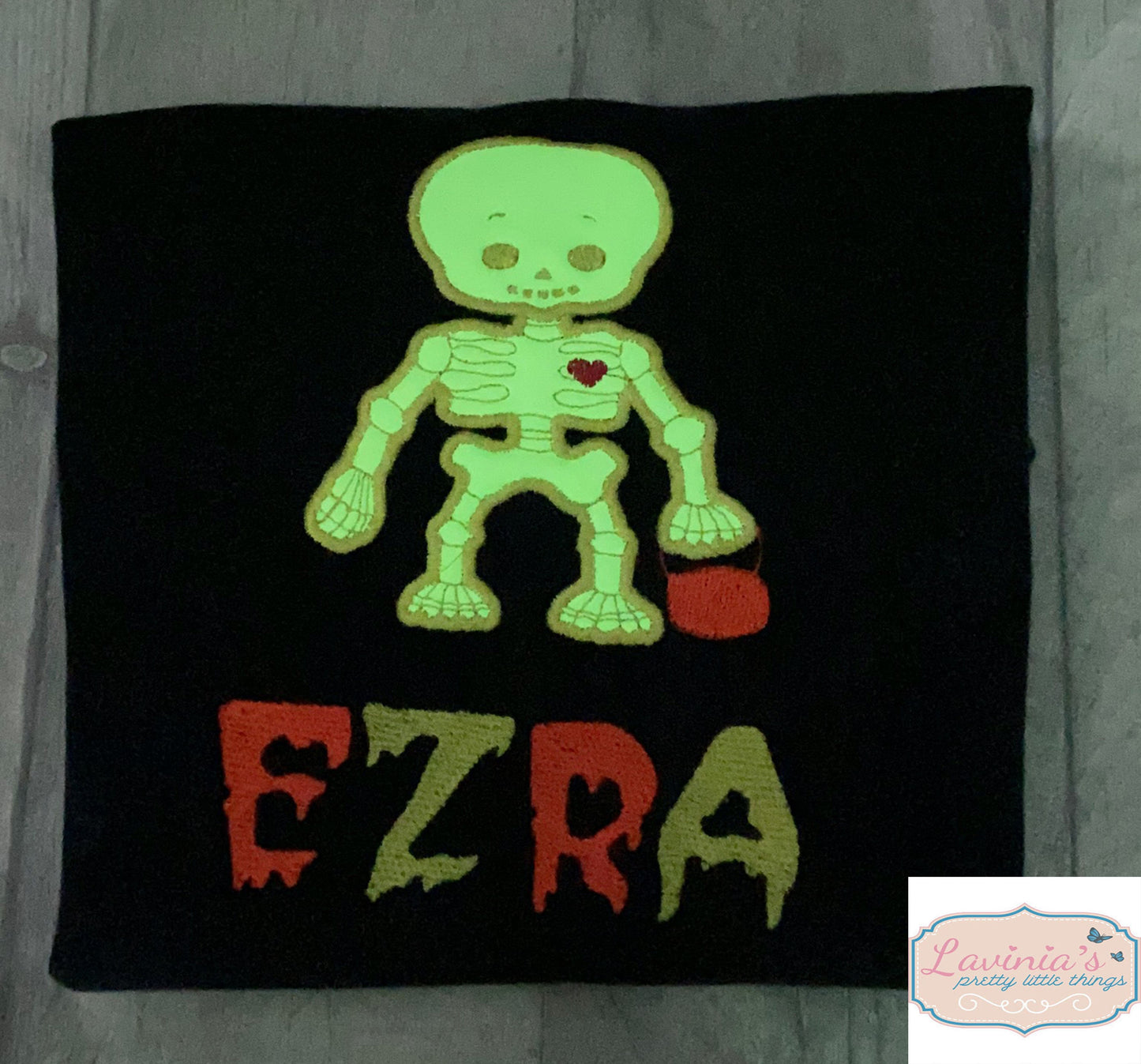 Glow in the Dark Embroidered Halloween Skeleton Top