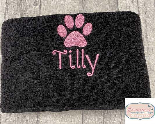 Puppy Dog Towel, Embroidered Dog Paw