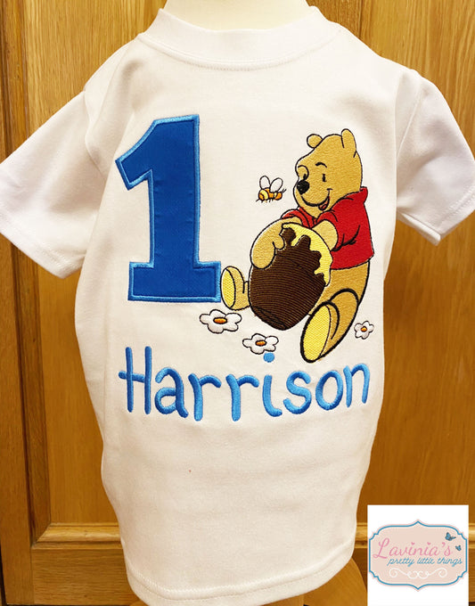 Poo Bear Embroidered Birthday Number Top