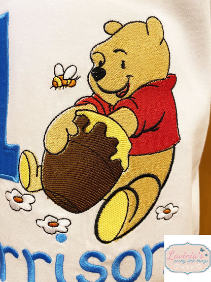 Poo Bear Embroidered Birthday Number Top