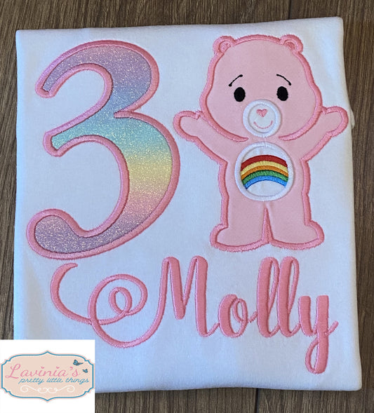 Rainbow Bear Number T-Shirt Embroidered