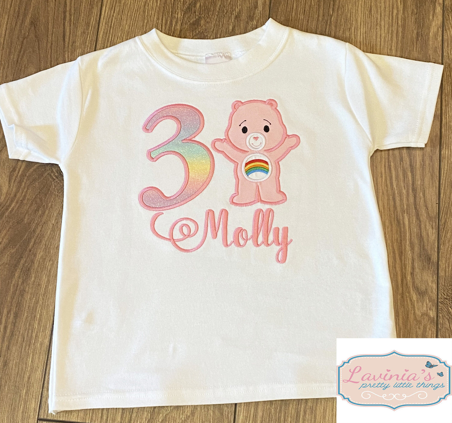 Rainbow Bear Number T-Shirt Embroidered