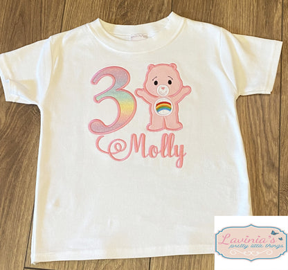 Rainbow Bear Number T-Shirt Embroidered