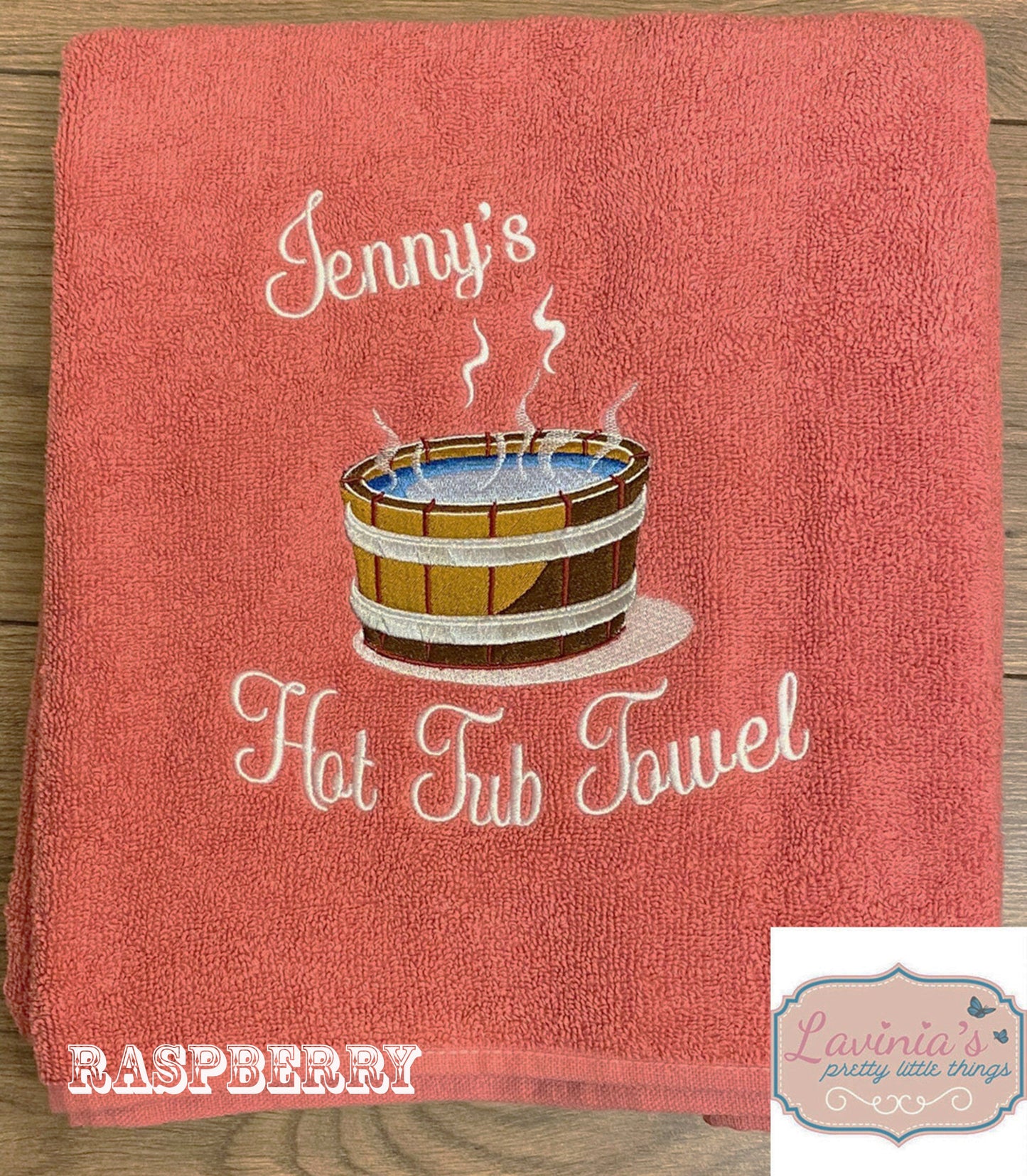 Personalised Hot Tub Towel, Embroidered Hot Tub Design