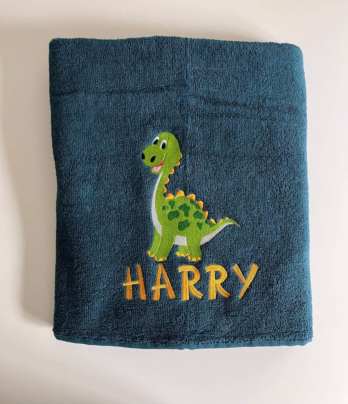 Dinosaur Brontosaurus Towel / Childrens Personalised Dinosaur Gift / Personalised Hand Bath Towel Sheet / Childrens Towel / Bath Time Gift