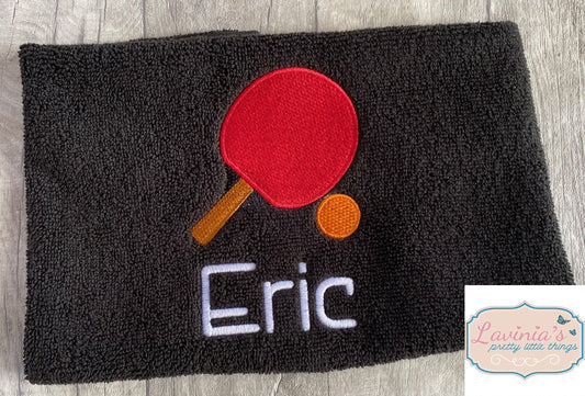 Table Tennis Embroidered Towel