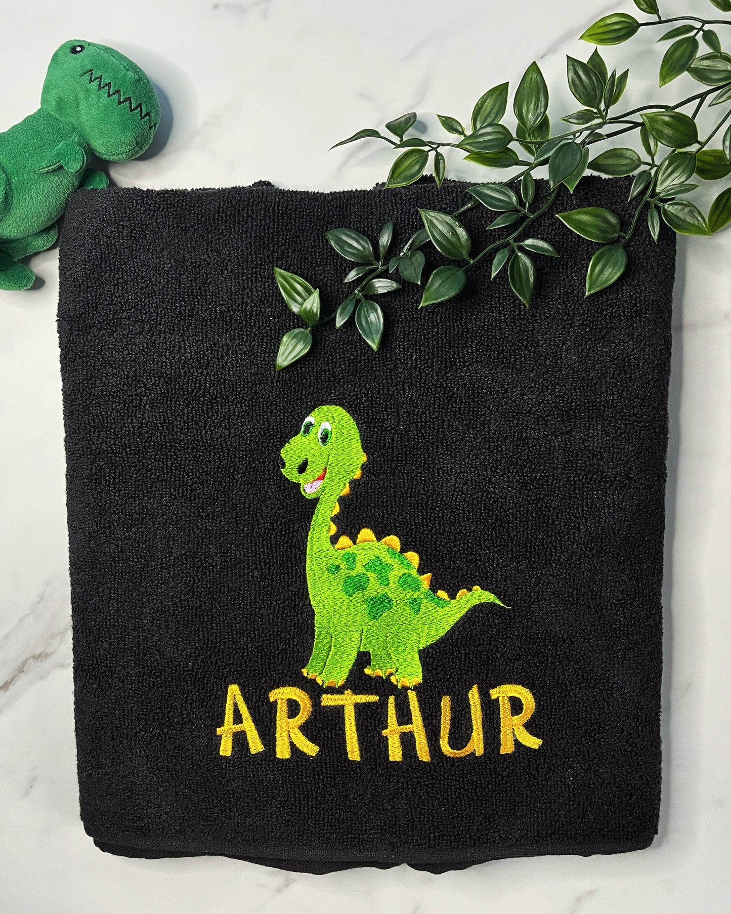 Dinosaur Brontosaurus Towel / Childrens Personalised Dinosaur Gift / Personalised Hand Bath Towel Sheet / Childrens Towel / Bath Time Gift