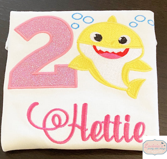 Little fish Personalised Embroidered birthday t-shirt with number