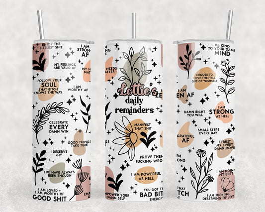 Positive affirmation personalised Tumbler, Positive Mental Health Tumbler, Reusable Tumbler With Straw, Good Energy Vibes Drinkware