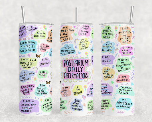 Postpartum affirmations tumbler