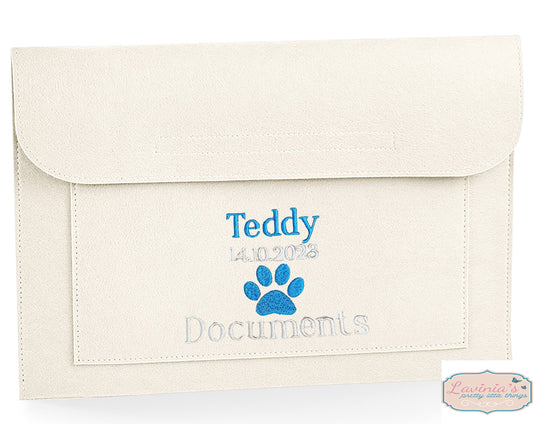 Embroidered Puppy Dog Folder Pouch