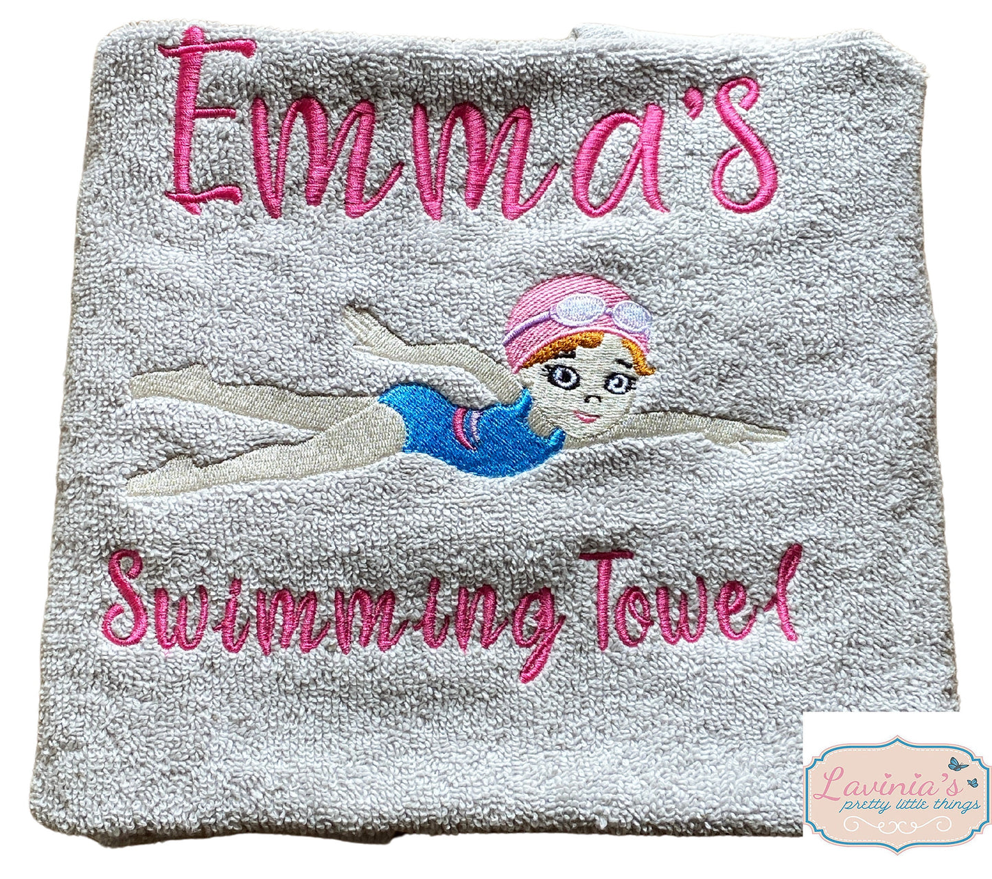 Personalised Embroidered Swimming Girl Towel