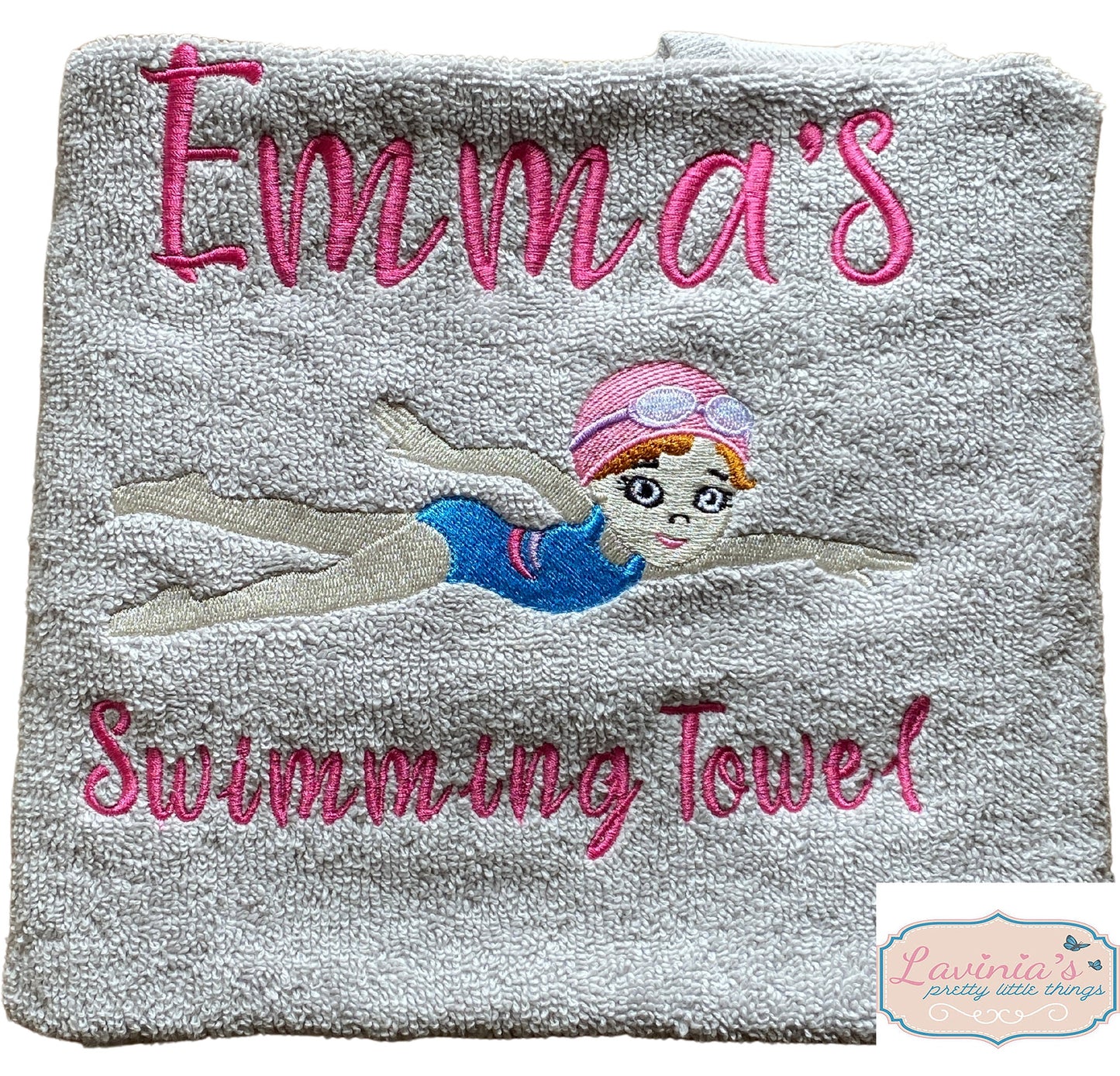 Personalised Embroidered Swimming Girl Towel
