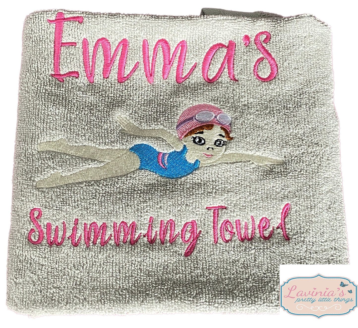 Personalised Embroidered Swimming Girl Towel