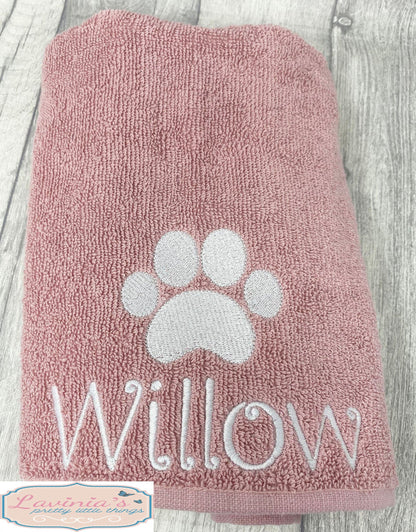 Puppy Dog Towel, Embroidered Dog Paw
