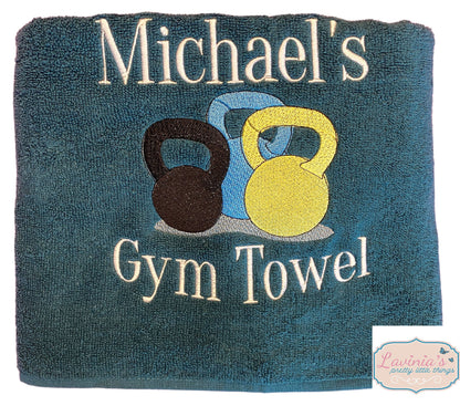 Mens Gym Kettlebells Personalised Towel