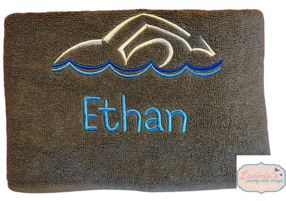 Personalised Swimming Towel, Embroidered