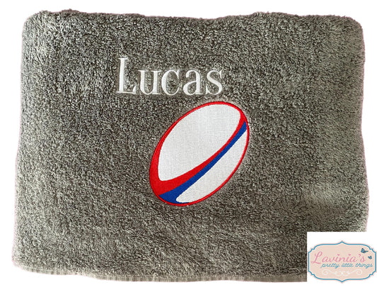 Rugby Ball Embroidered Sports Towel