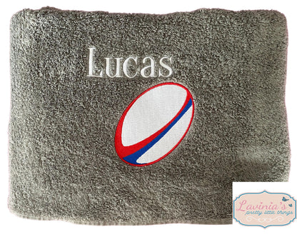 Rugby Ball Embroidered Sports Towel