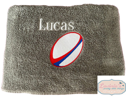 Rugby Ball Embroidered Sports Towel