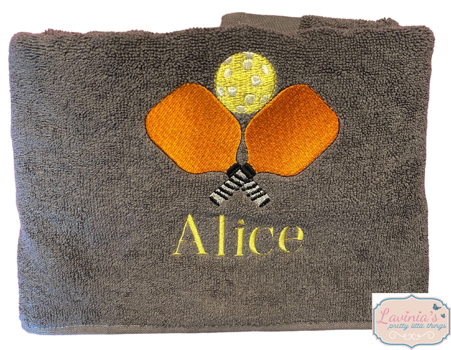 Personalised Pickle ball Tennis Towel, Embroidered Paddle Tennis Racket