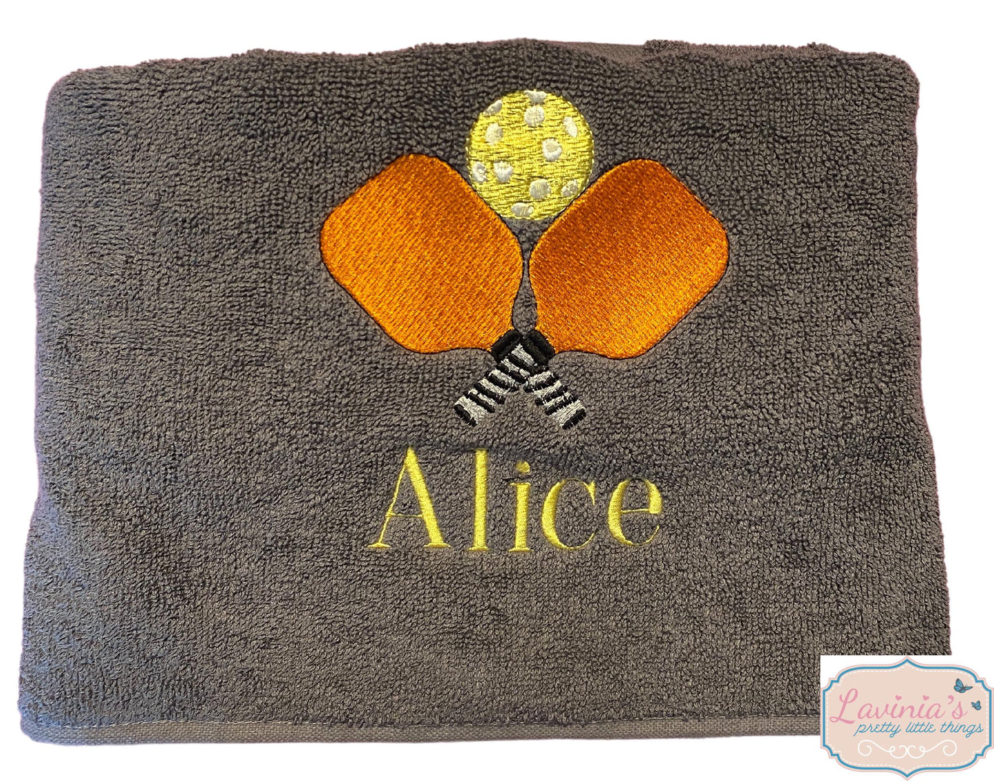 Personalised Pickle ball Tennis Towel, Embroidered Paddle Tennis Racket