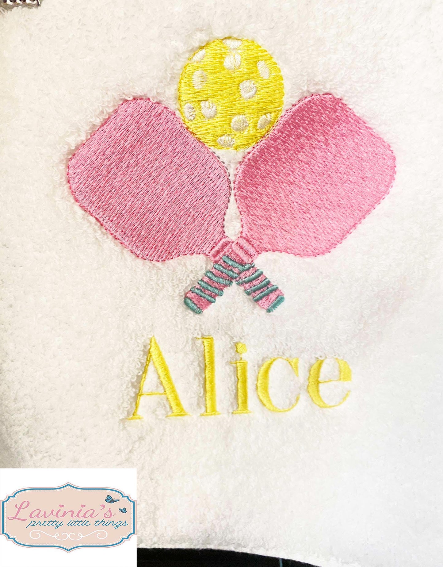 Personalised Pickle ball Tennis Towel, Embroidered Paddle Tennis Racket