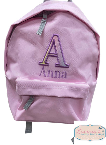 Embroidered Backpack, Initial and Name
