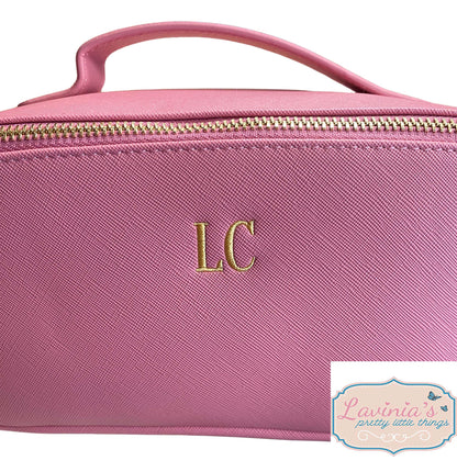 Embroidered Initial Makeup Bag, Personalised Makeup Pouch, Open Flat Initial Case, Valentines Gifts