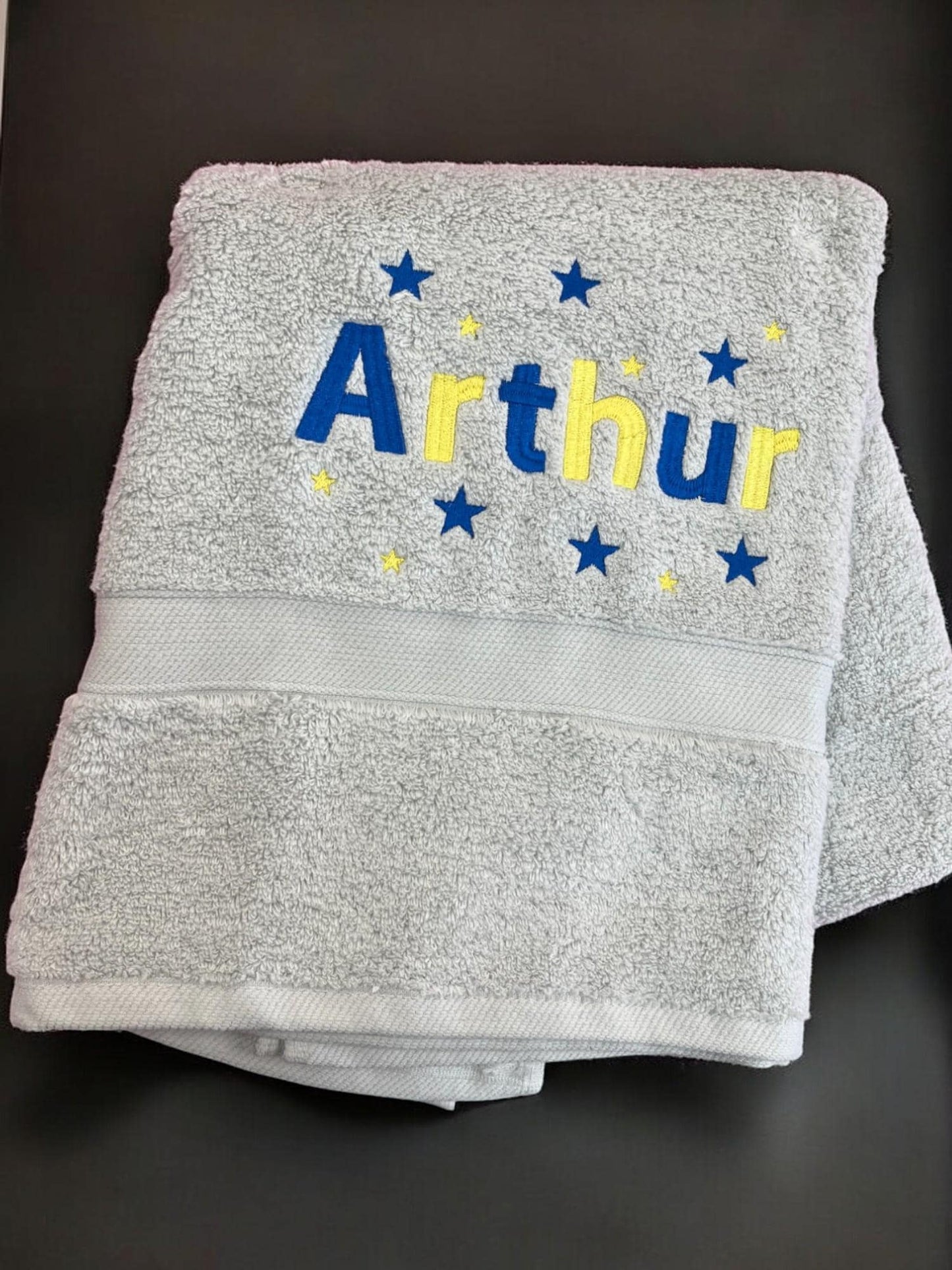 Personalised Name and stars towel / Childrens Swimming Towel / Personalised Hand Bath Towel Sheet / Bath Time Gift New Baby
