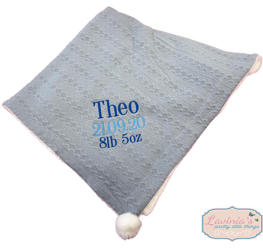 Personalised Pram Baby Blanket, Cable Knit