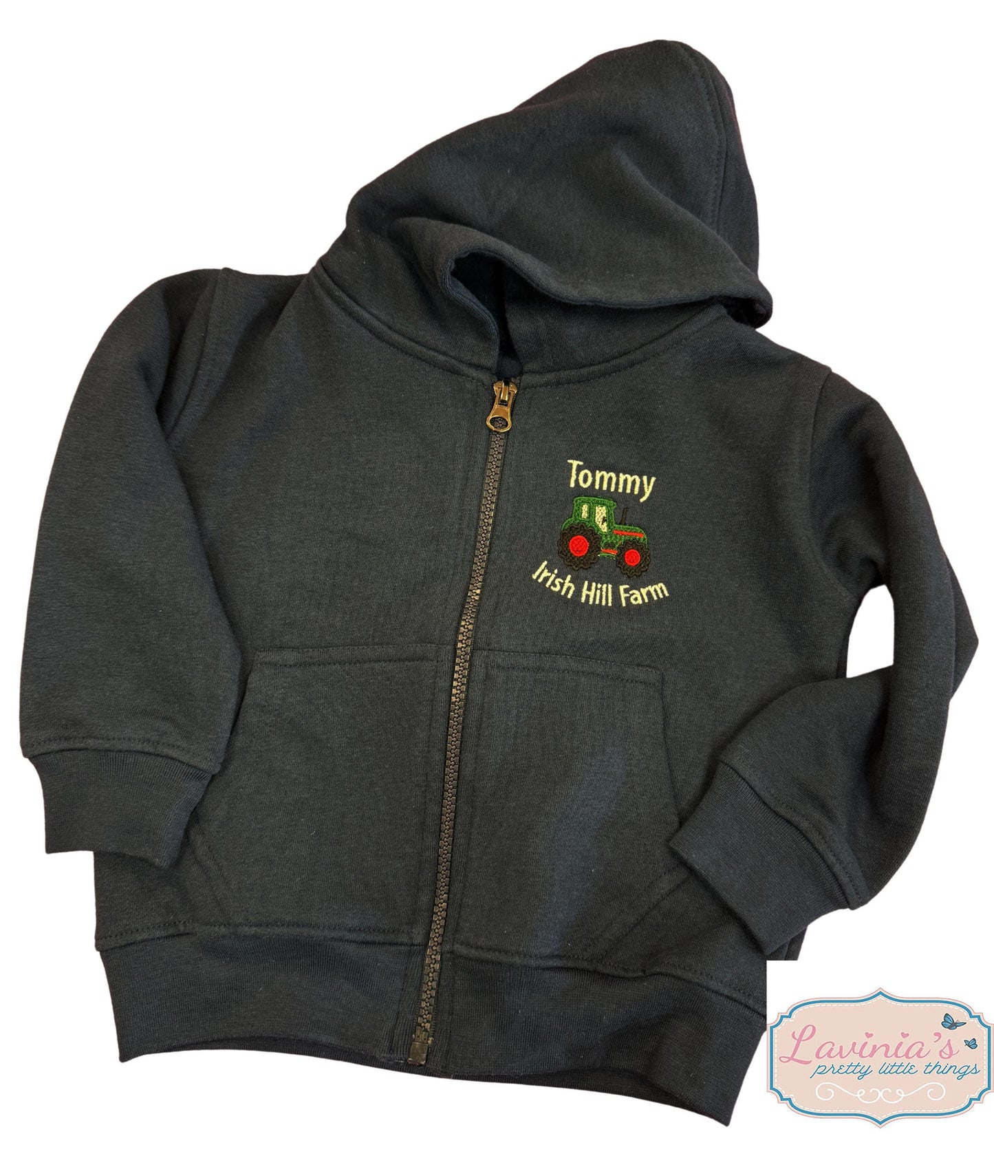 Personalised Tractor Zip Up Hoodies Kids
